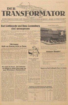 TRO-Betriebszeitung 'Der Transformator'; Nr. 2/1957 (Januar 1957)