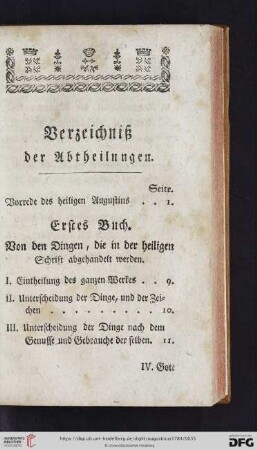Verzeichniß der Abtheilungen