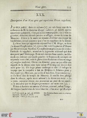 XXX.Description d’un Vase grec qui représente Oreste suppliant