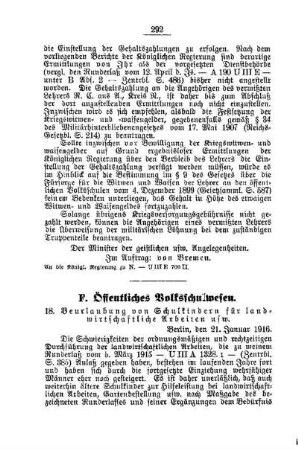 Beurlaubung von Schulkinder für landwirtschaftliche Arbeiten usw : [F. Öffentliches Volksschulwesen]