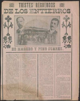 Tristes recuerdos de los entierros de Madero y Pino Suárez.