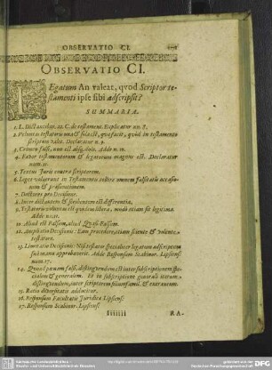 Observatio CI. Legatum An valeat, quod Scripor testamenti ipse sibi adscripsit?