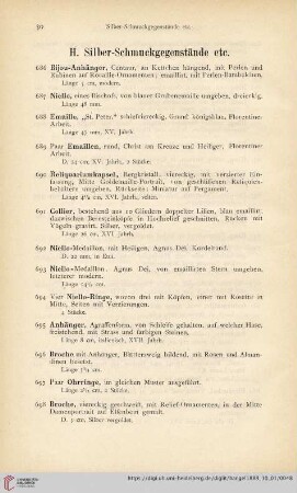 H. Silber-Schmuckgegenstände etc (Nr. 686 - 731)