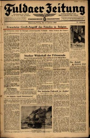Ausgabe vom Donnerstag, den 04. Januar 1945.