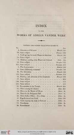 Index to the Works of Adrian Vander Werf