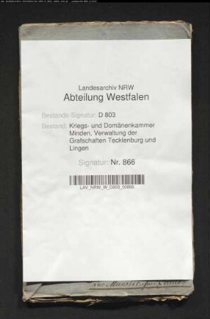 Anfertigung der Prästationsregister von den Tecklenburgischen Städten