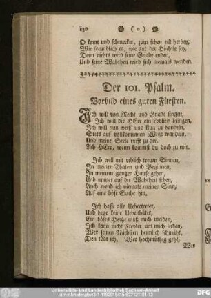 Der 101. Psalm. Vorbild eines guten Fürsten.