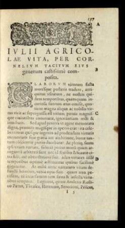 Iulii Agricolae Vita, Per Cornelium Tacitum Eius generum castissime composita.