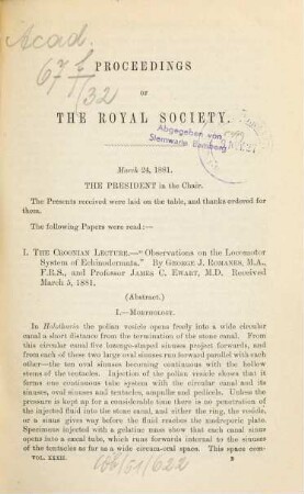 Proceedings of the Royal Society. 32, 32. 1881