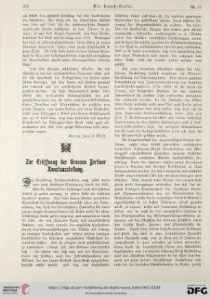 10: Zur Eröffnung der Grossen Berliner Kunstausstellung