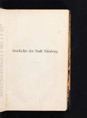 Geschichte der Stadt Nürnberg.
