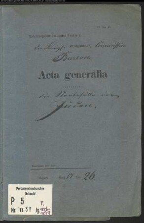 Belegakte zu den Zivilstandsregistern der Juden für den Ort Burbach, Kreis Siegen (T 1856-1874)