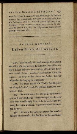 Achtes Kapitel. Lebenskraft der Gefässe