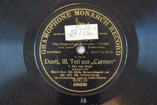 Duett, III. Teil : aus "Carmen"; I. Akt / von Bizet