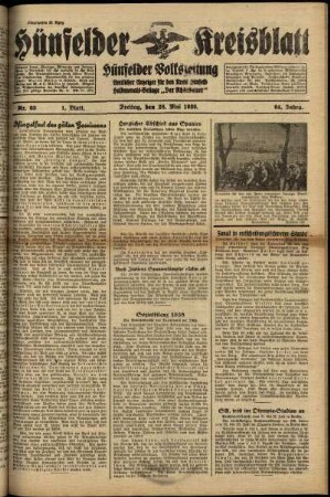 Erste Ausgabe vom Freitag, den 26. Mai 1939.