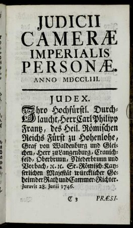 Judicii Cameræ Imperialis Personæ.