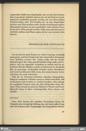 Merkmale der Fotografie