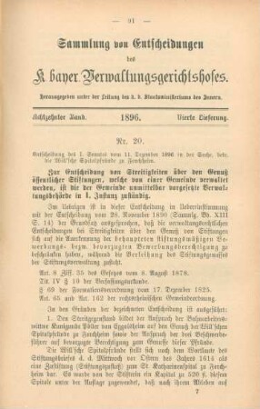Achtzehnter Band. 1897. Vierte Lieferung. - Nr. 20. - Nr. 25.