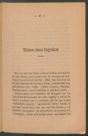 Últimos datos biográficos