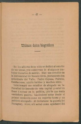 Últimos datos biográficos