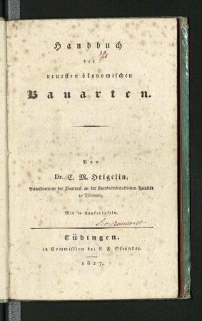Handbuch der neuesten ökonomischen Bauarten