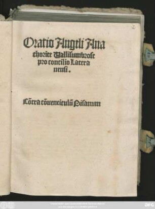 Oratio Angeli Ana||chorite Vallisumbrose || pro concilio Latera||nensi.|| Cõtra cõuenticulũ Pisanum ||