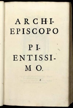 Archiepiscopo Pientissimo.