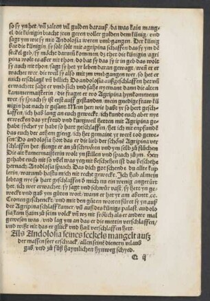 Als Andolosia seines seckels mangelt auß der massen seer erschrack/ ...