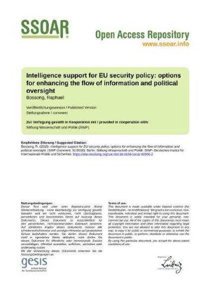 Intelligence support for EU security policy: options for enhancing the flow of information and political oversight