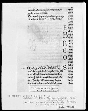Flavius Josephus - Antiquitates Judaicae libri 1-12 — Initiale H(ebreos itaque), Folio 46verso