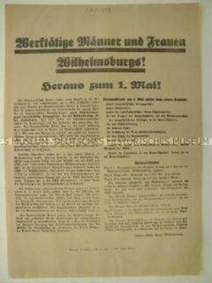 Aufruf der KPD Wilhelmsburg zur Maidemonstration 1929