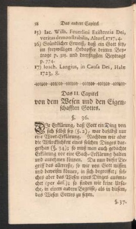 Das II. Capitel von dem Wesen und den Eigenschafften Gottes.