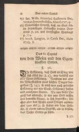 Das II. Capitel von dem Wesen und den Eigenschafften Gottes.