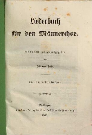 Liederbuch für den Männerchor