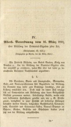 IV. Allerh. Verordnung vom 16. März 1811