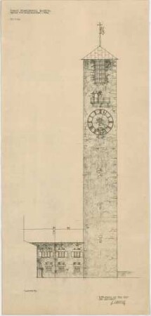 Bestelmeyer, German; Bamberg (Bayern); Ev. Erlöserkirche - Sakristeianbau und Turm (Westansicht)