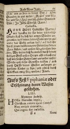 Auf Fest Epiphaniæ oder Erscheinung denen Weisen geschehen.