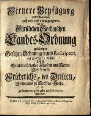 Sammlung von Gesetzen für das Herzogtum Sachsen-Gotha