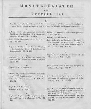 Monatsregister Oktober 1840