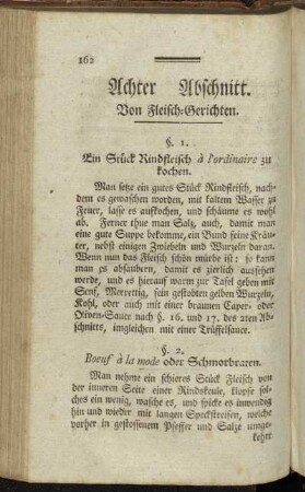 Achter Abschnitt. Von Fleisch-Gerichten