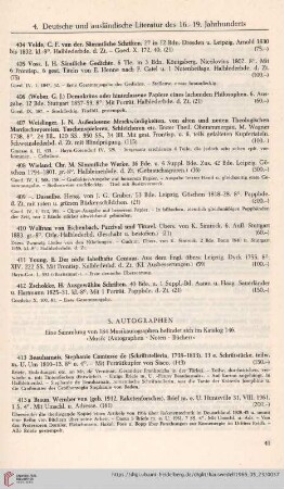 5. Autographen (Nr. 413-428b)