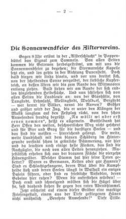 Die Sonnenwendfeier des Alstervereins.