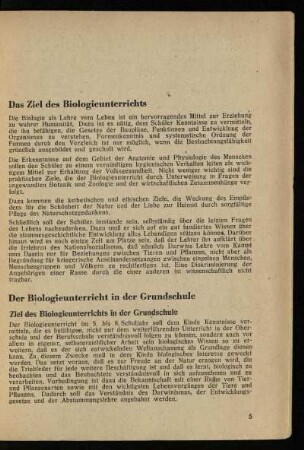 Das Ziel des Biologieunterrichts