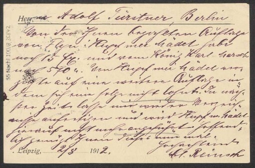 Brief an Adolph Fürstner <Berlin> : 02.08.1912