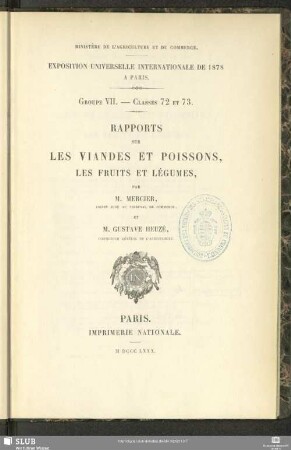 Rapports sur les viandes et poissons, les fruits et légumes