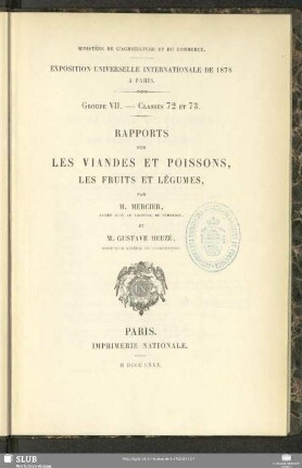 Rapports sur les viandes et poissons, les fruits et légumes
