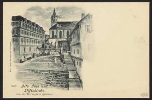 152, Alte Aula und Stiftskirche von der Bursagasse gesehen.