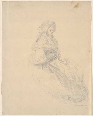 Sitzende Dame mit Pelzumhang
