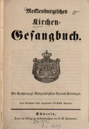 Mecklenburgisches Kirchen-Gesangbuch