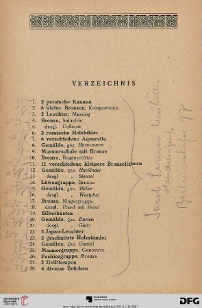 Verzeichnis (Nr. 1-402)
